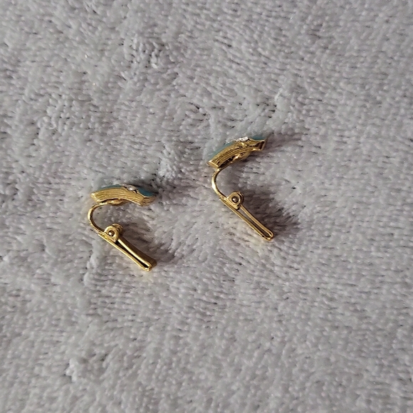 Kuwaiti Enamel & Crystal Clip Earrings 🇰🇼 - Picture 5 of 6